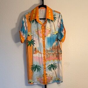 NWOT Endless Moon Oversized Eclectic Shirt Dress